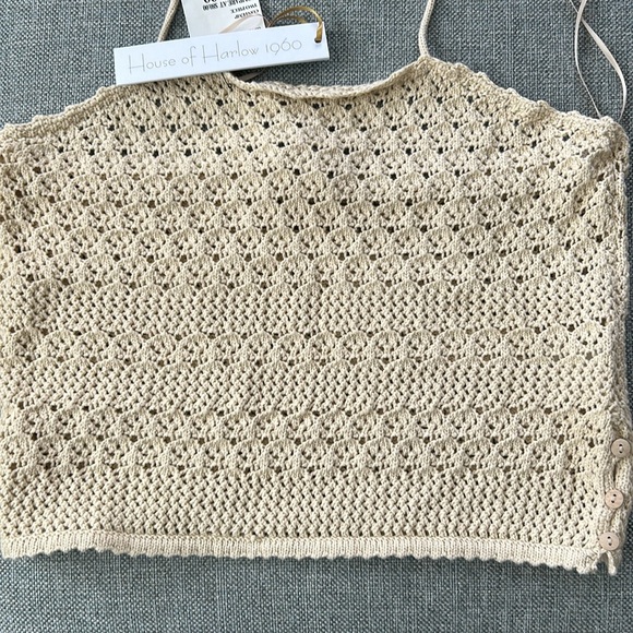 House of Harlow 1960 Cream Crochet Halter Top NWT Size M - Picture 5 of 8